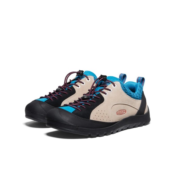 Keen women’s lace up jasper rocks sneaker in fjord blue, safari, & red - Picture 11 of 16